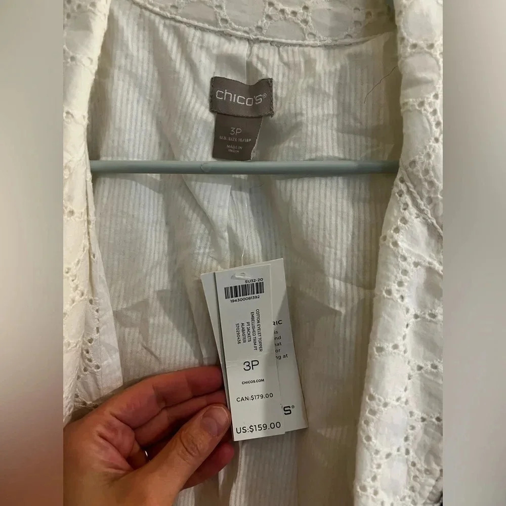 Women’s Chicos Jacket 3P with blue accents and white eyelet fabric - Picture 4 of 6